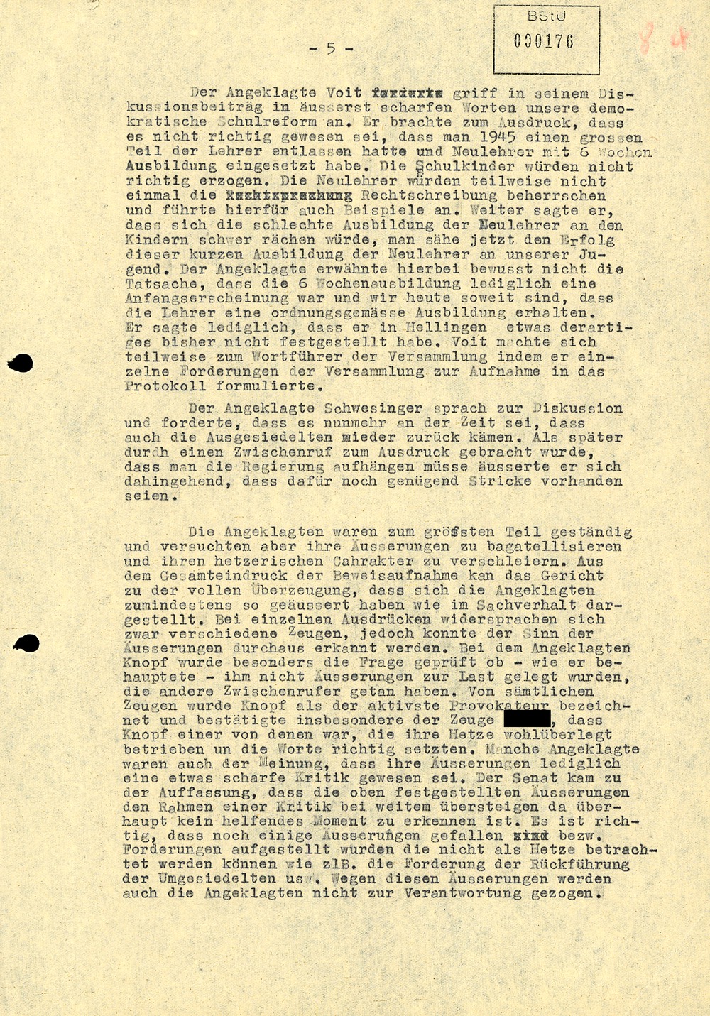 Urteil des Bezirksgerichts Suhl gegen vier Hellinger Bauern