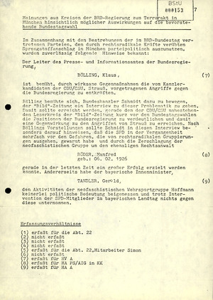 Bericht über die Ermittlungen von LKA und BKA zum Oktoberfestattentat 1980