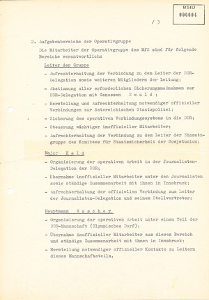 Konzeption für die operative Sicherung der DDR-Delegation zu den XII. Olympischen Winterspielen in Innsbruck
