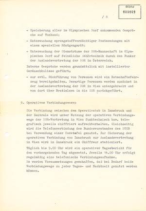 Konzeption für die operative Sicherung der DDR-Delegation zu den XII. Olympischen Winterspielen in Innsbruck