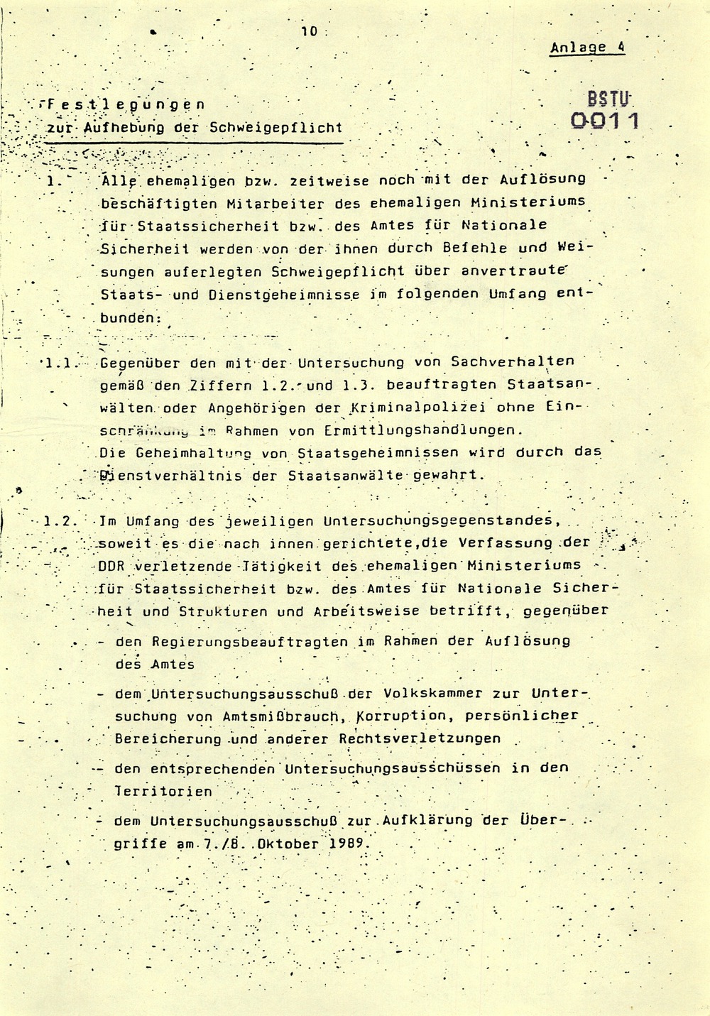 "Beschluss über weitere Maßnahmen zur Auflösung des ehemaligen Amtes für Nationale Sicherheit"