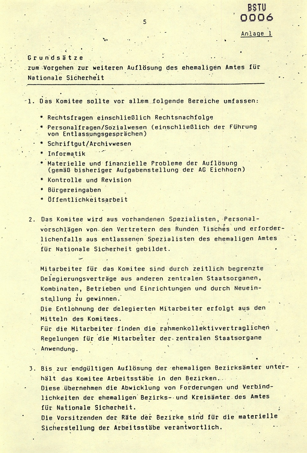 "Beschluss über weitere Maßnahmen zur Auflösung des ehemaligen Amtes für Nationale Sicherheit"