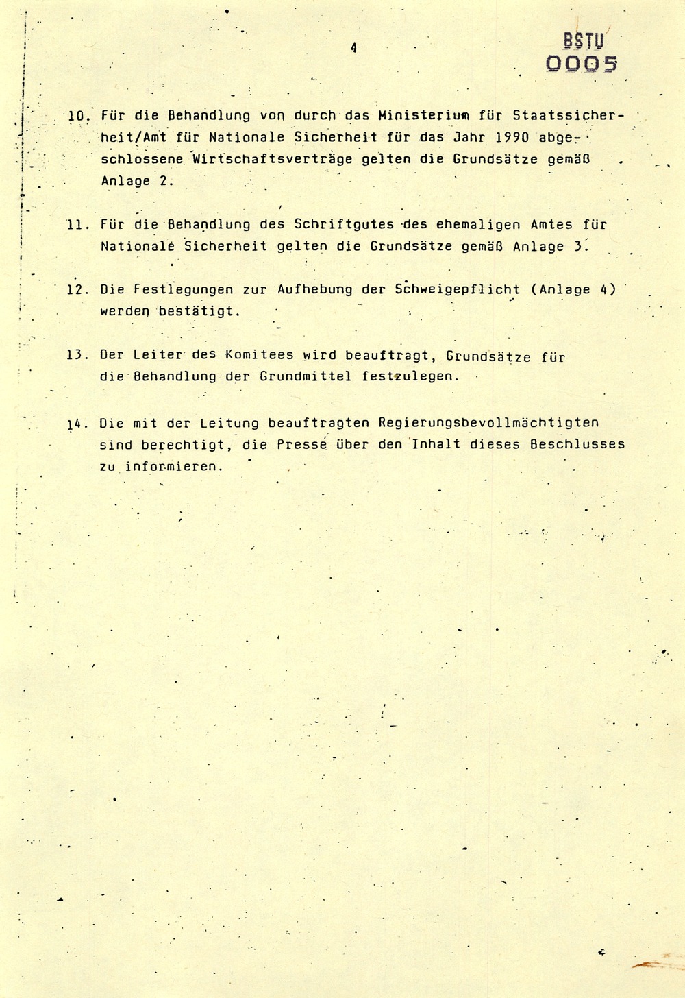 "Beschluss über weitere Maßnahmen zur Auflösung des ehemaligen Amtes für Nationale Sicherheit"