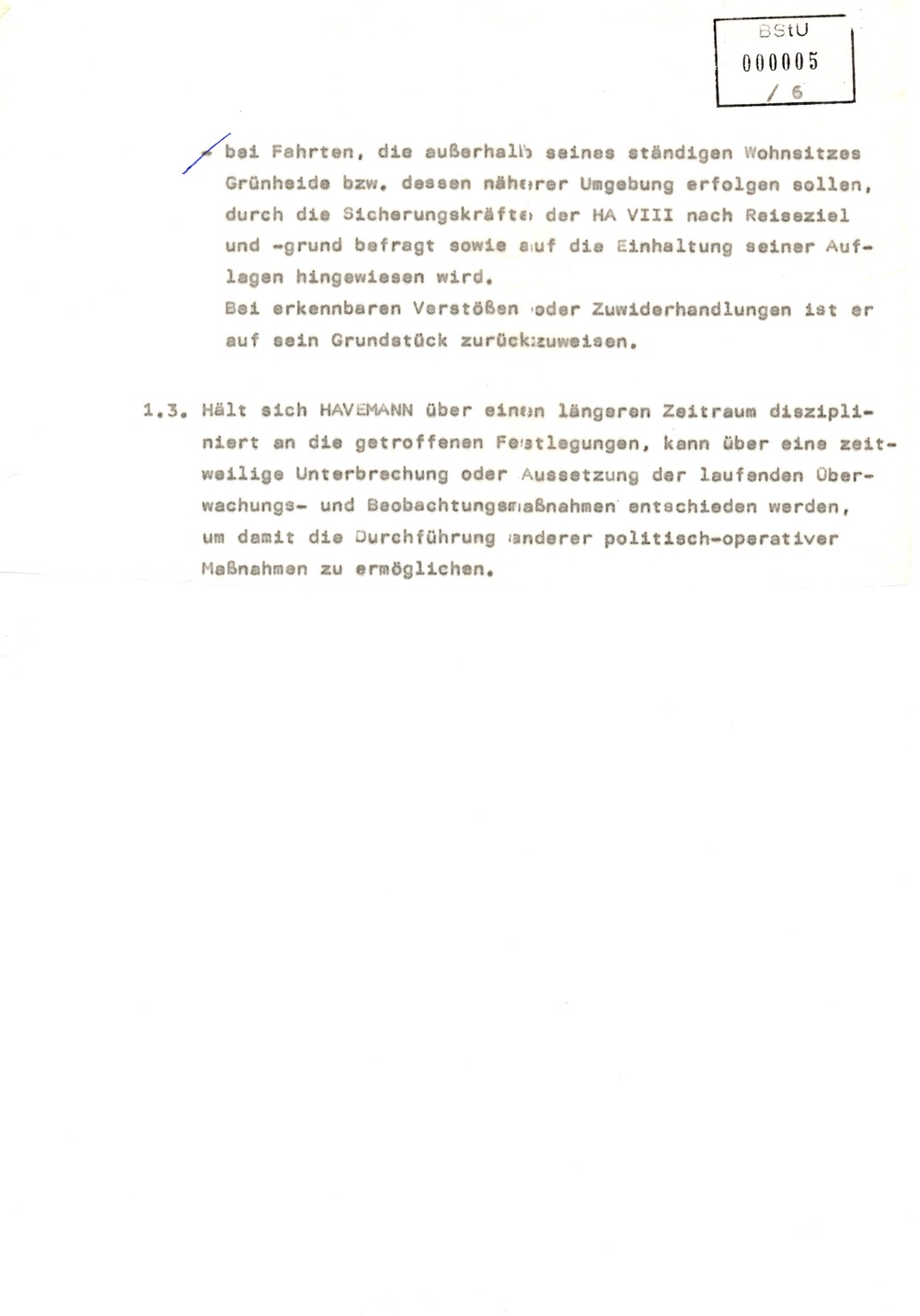 Plan zu Maßnahmen der Zersetzung, Verunsicherung und Isolierung von Robert Havemann