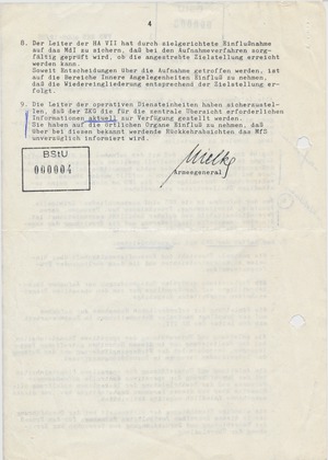 Anweisung zur Überprüfung von Rückkehrern in die DDR