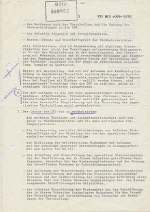 Anweisung zur Überprüfung von Rückkehrern in die DDR