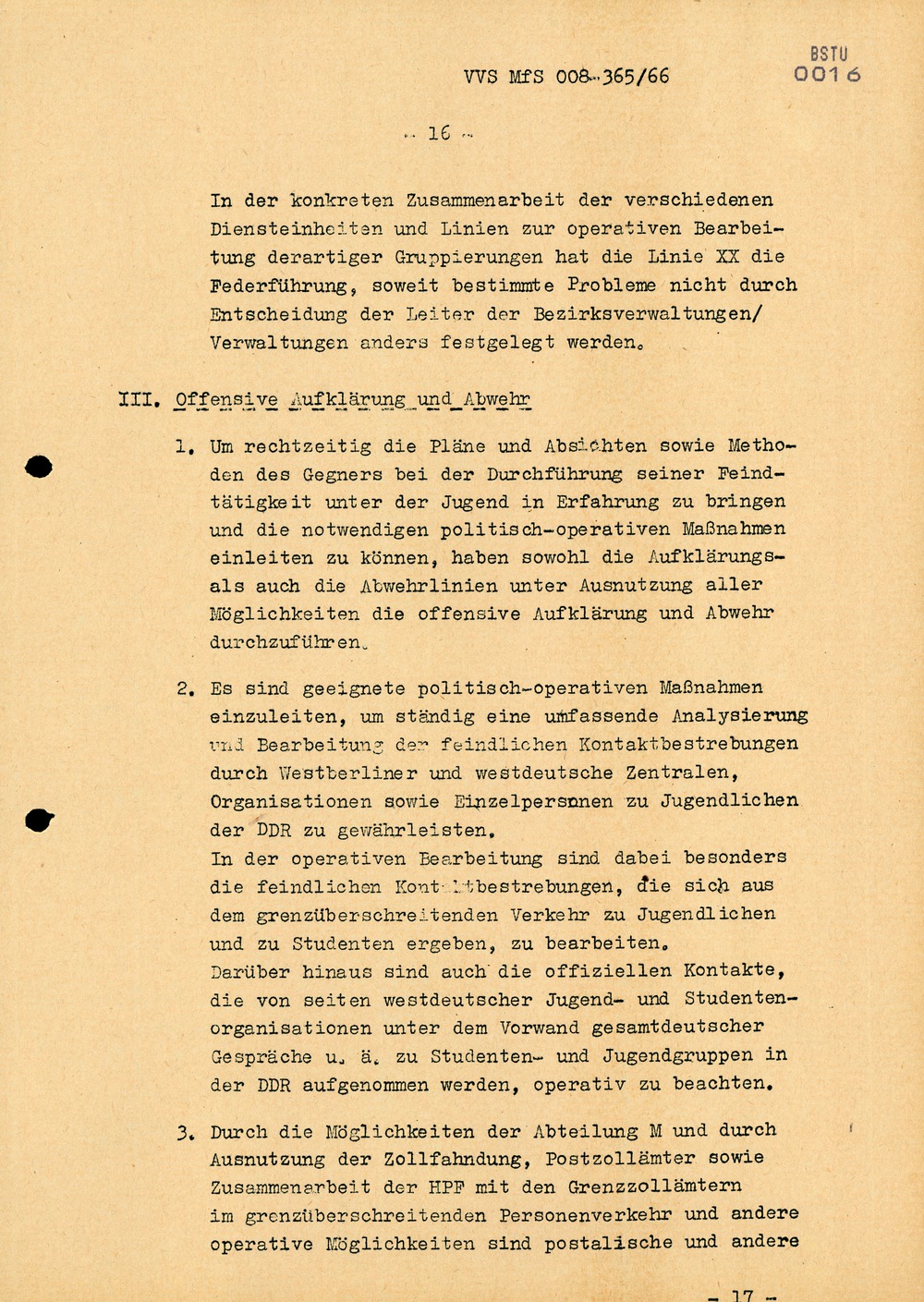 Dienstanweisung Nr. 4/66 zur "Bekämpfung politisch-ideologischer Diversion" unter Jugendlichen