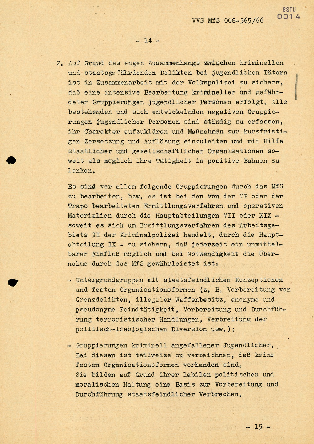 Dienstanweisung Nr. 4/66 zur "Bekämpfung politisch-ideologischer Diversion" unter Jugendlichen