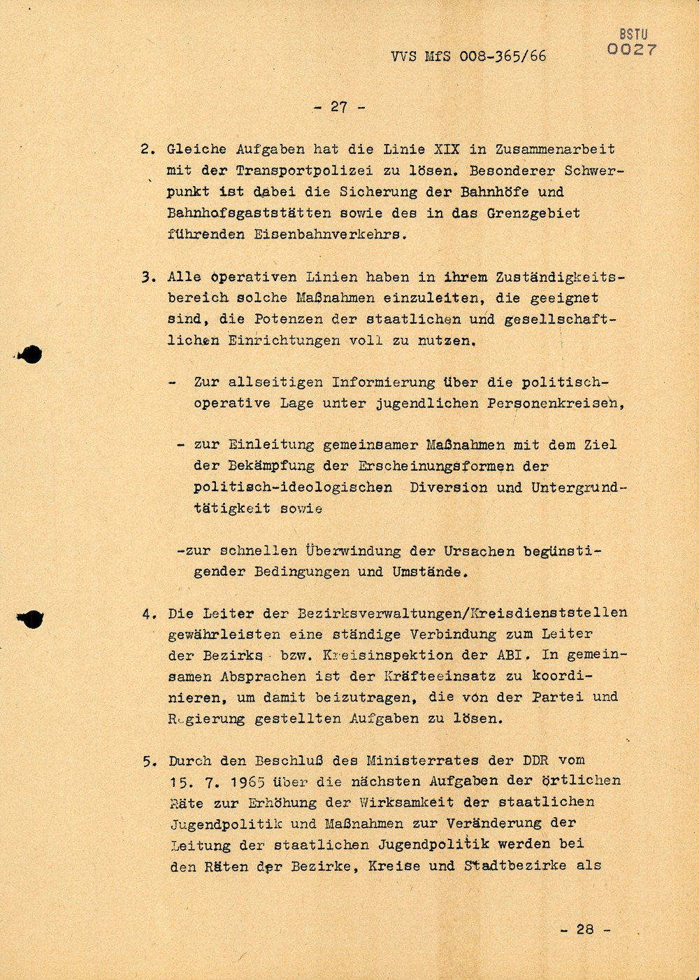 Dienstanweisung Nr. 4/66 zur "Bekämpfung politisch-ideologischer Diversion" unter Jugendlichen