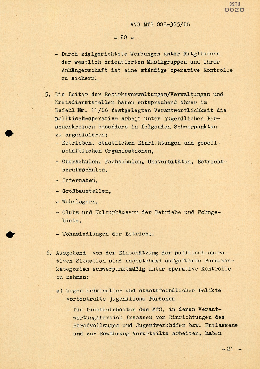 Dienstanweisung Nr. 4/66 zur "Bekämpfung politisch-ideologischer Diversion" unter Jugendlichen