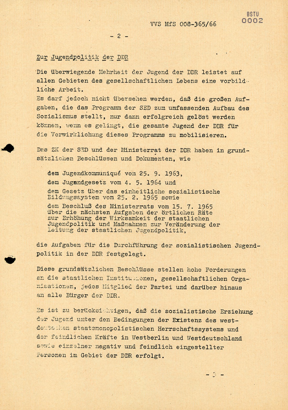 Dienstanweisung Nr. 4/66 zur "Bekämpfung politisch-ideologischer Diversion" unter Jugendlichen