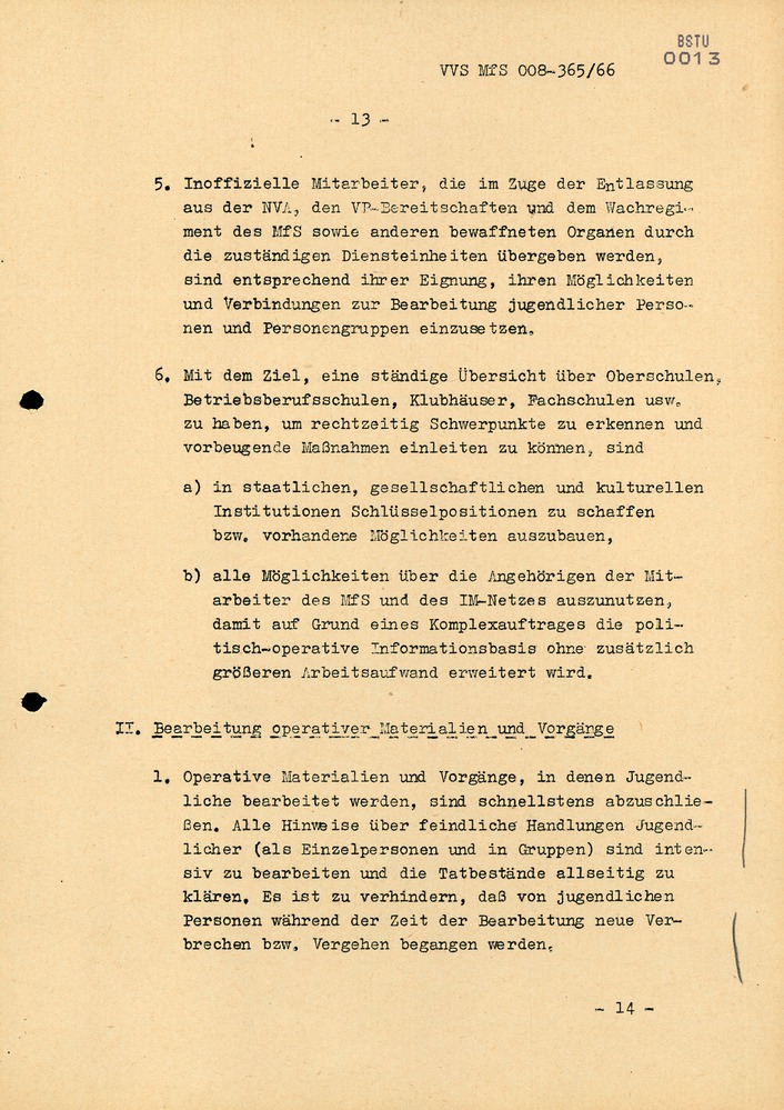 Dienstanweisung Nr. 4/66 zur "Bekämpfung politisch-ideologischer Diversion" unter Jugendlichen