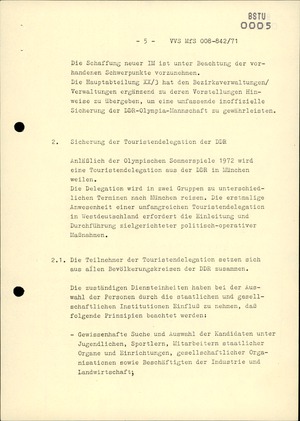Durchführungsbestimmung zur Dienstanweisung 4/71 hinsichtlich der Absicherung der DDR-Olympiamannschaft