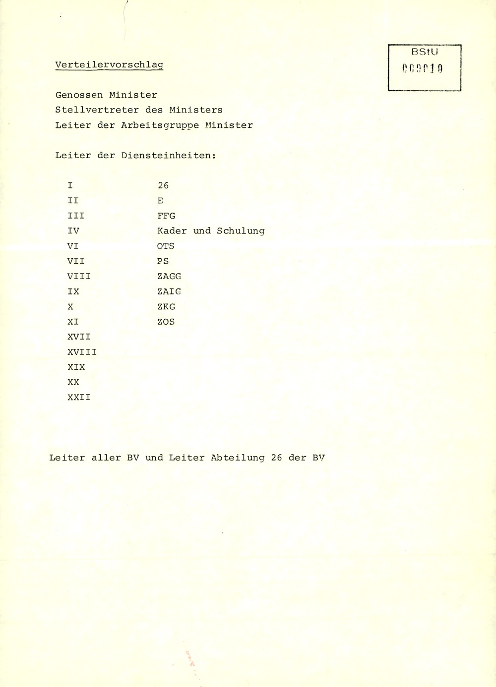 Dienstanweisung 1/84 über die Aufgaben der Linie 26