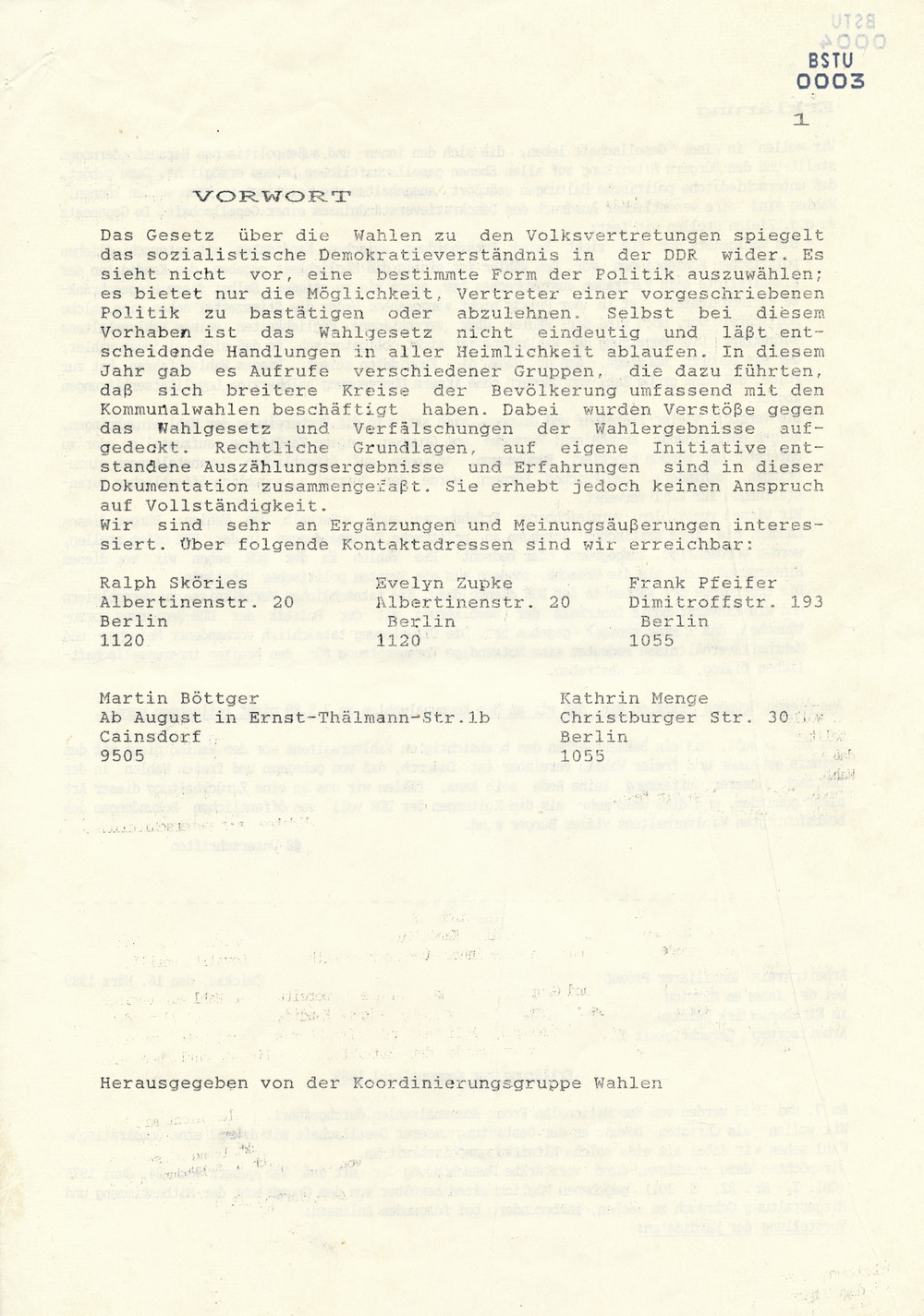 Wahlfall '89 - Dokumentation der Opposition über Wahlfälschungen