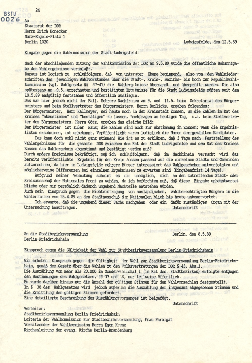 Wahlfall '89 - Dokumentation der Opposition über Wahlfälschungen