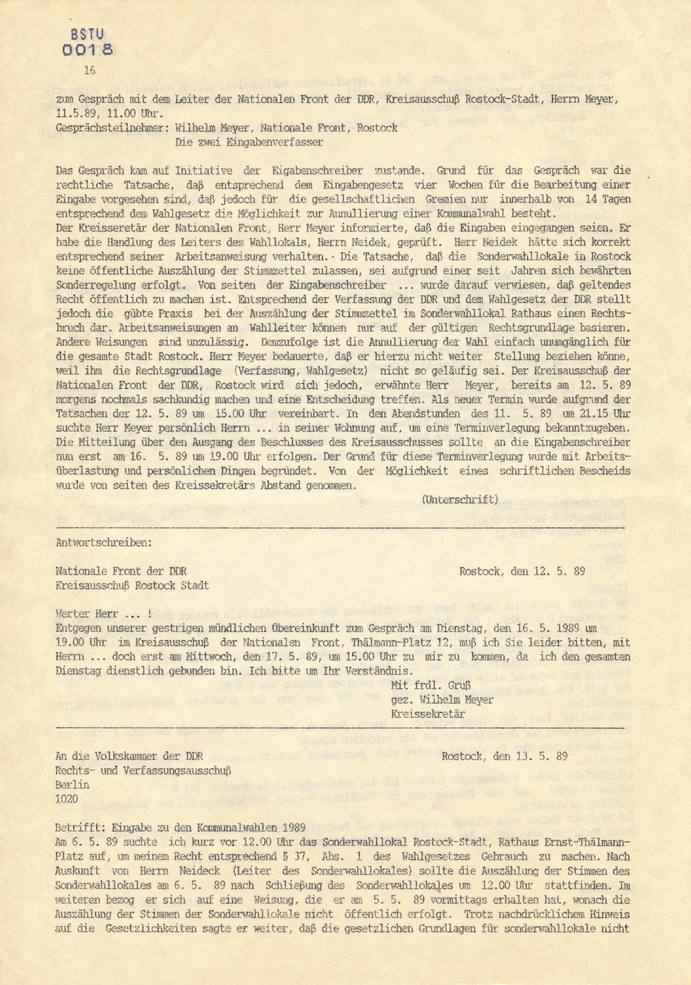 Wahlfall '89 - Dokumentation der Opposition über Wahlfälschungen