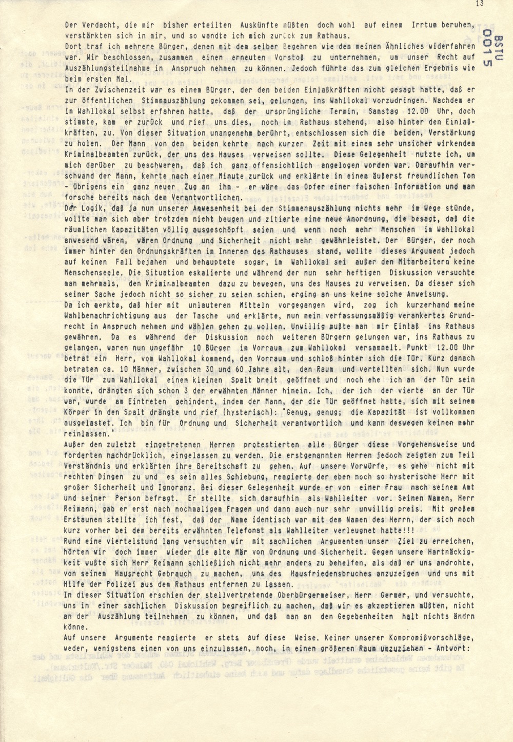 Wahlfall '89 - Dokumentation der Opposition über Wahlfälschungen