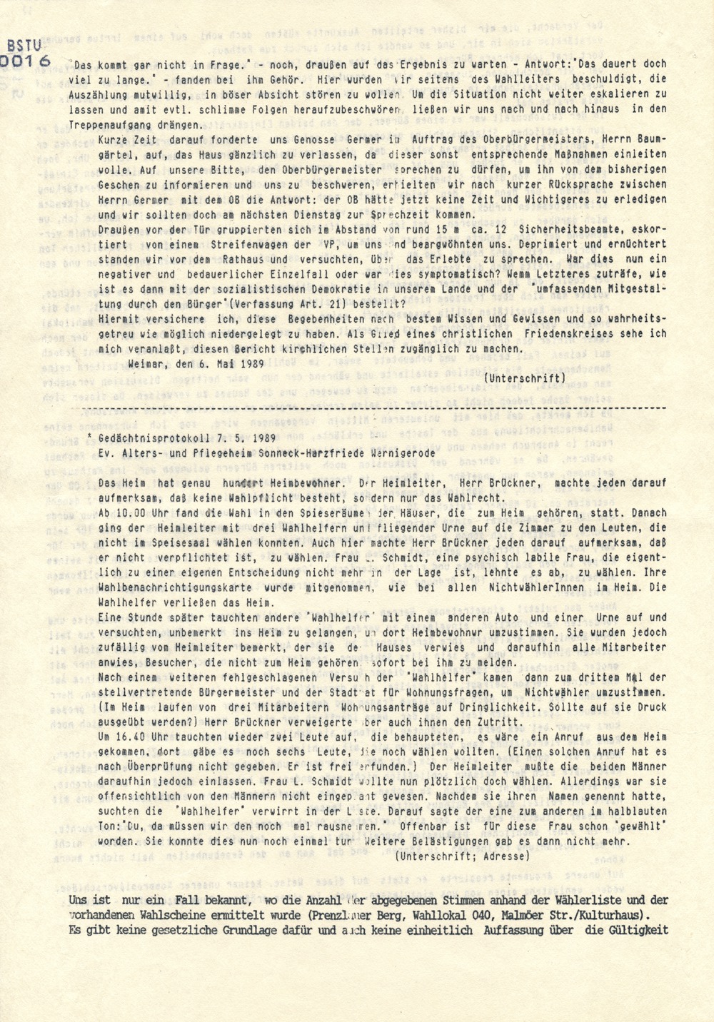 Wahlfall '89 - Dokumentation der Opposition über Wahlfälschungen
