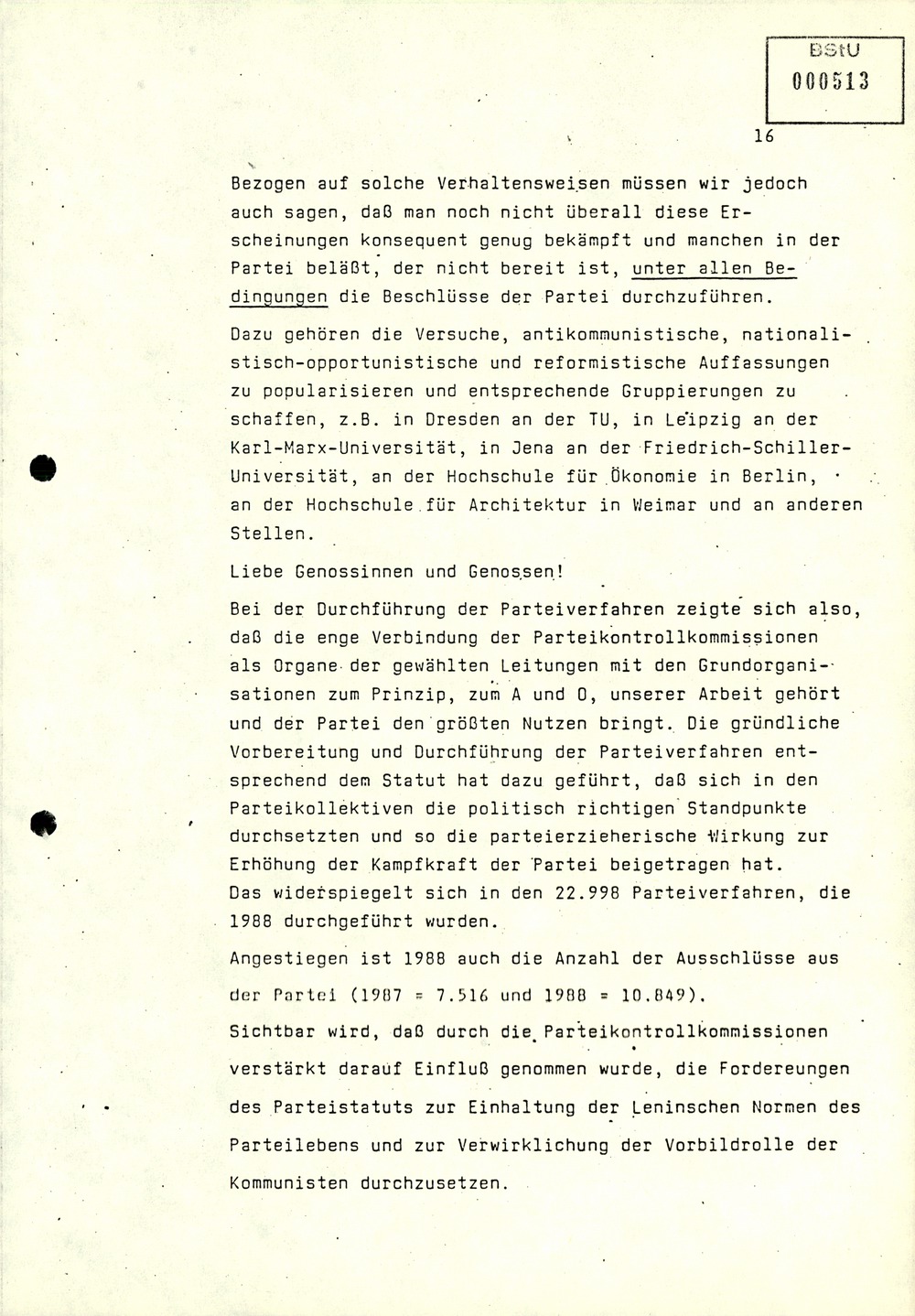 Referat über Arbeit der Parteikontrollkommissionen der SED bei der Durchführung von Parteiverfahren
