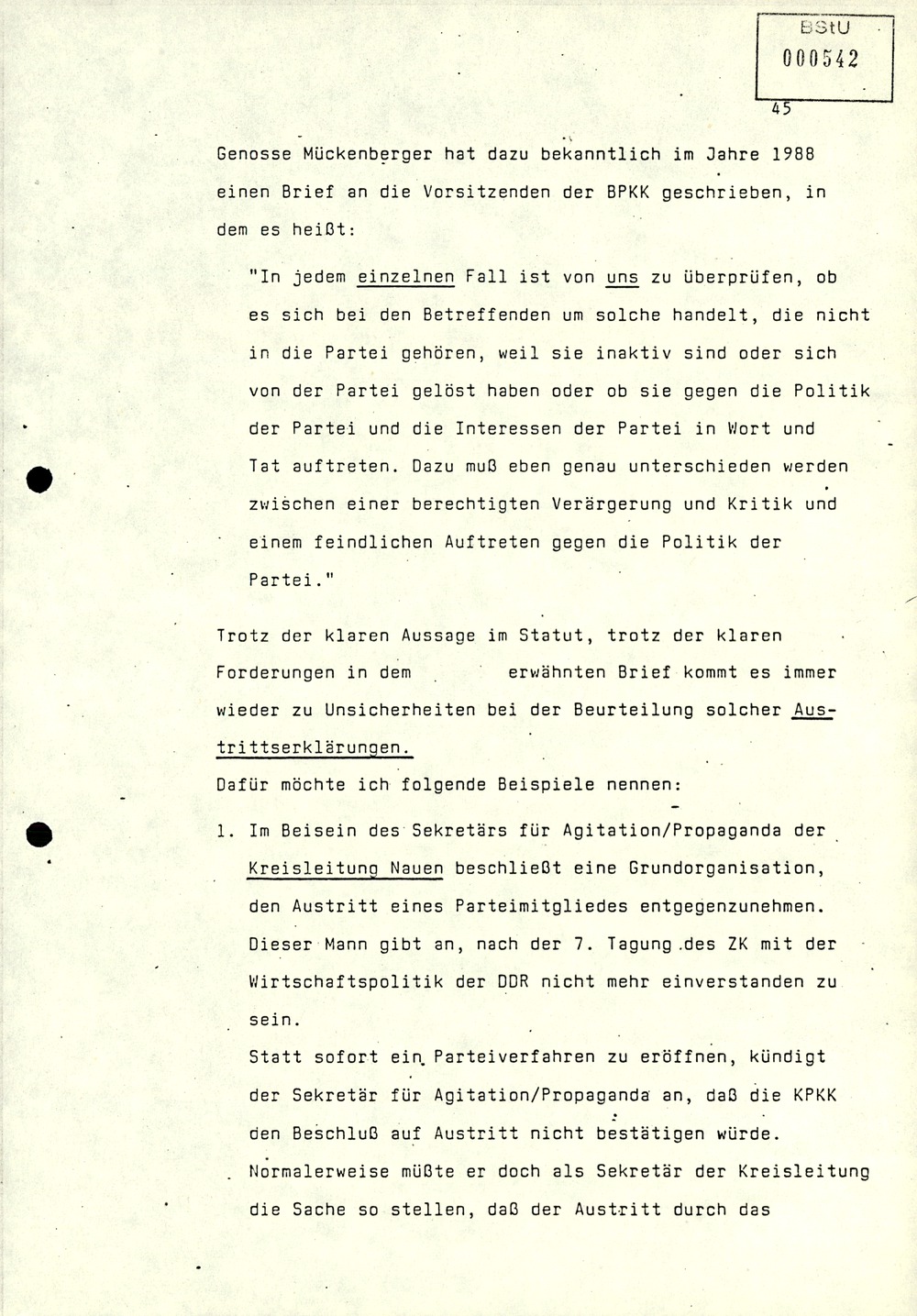 Referat über Arbeit der Parteikontrollkommissionen der SED bei der Durchführung von Parteiverfahren