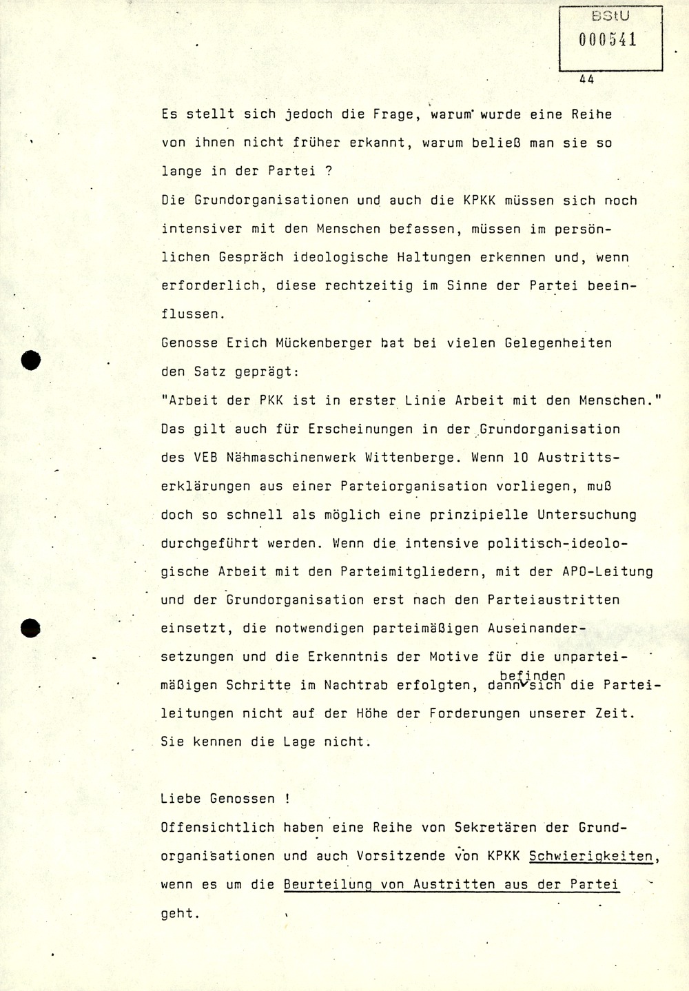 Referat über Arbeit der Parteikontrollkommissionen der SED bei der Durchführung von Parteiverfahren
