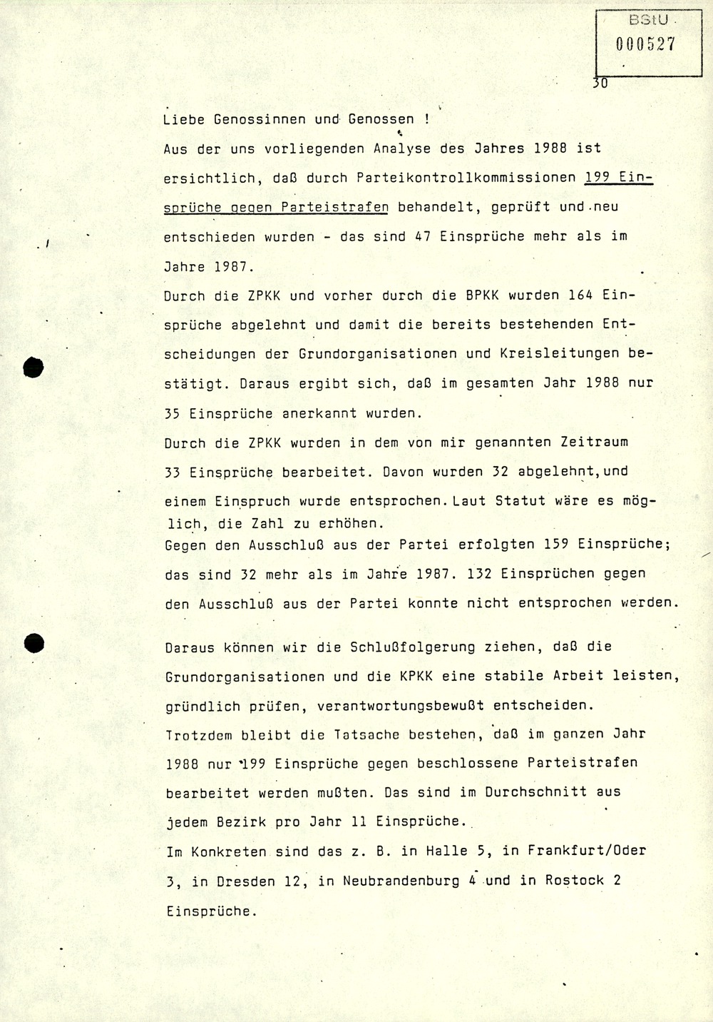 Referat über Arbeit der Parteikontrollkommissionen der SED bei der Durchführung von Parteiverfahren