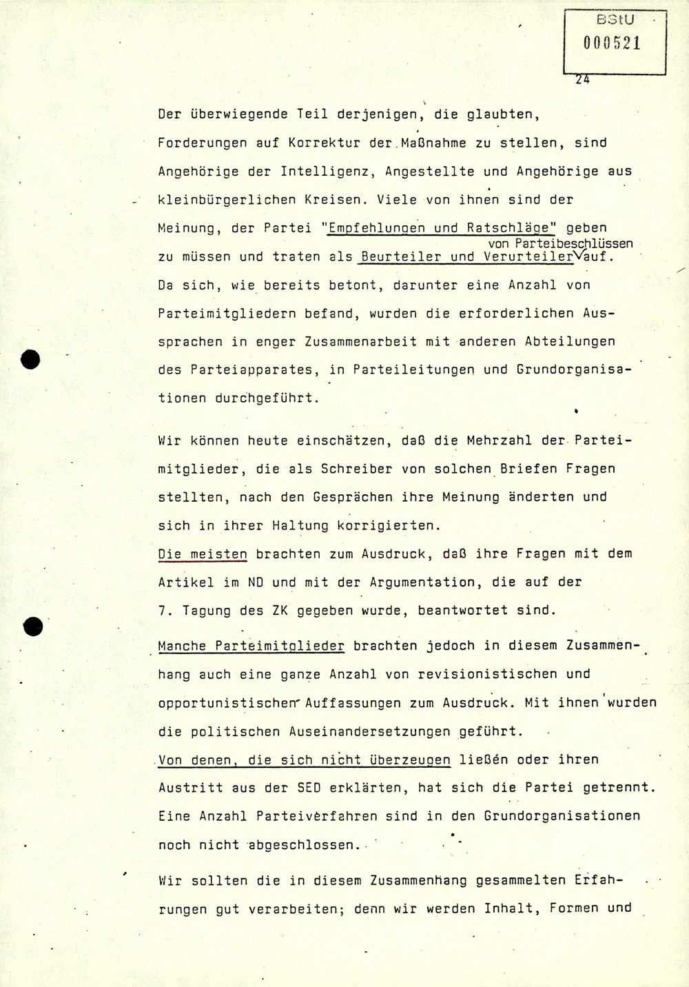 Referat über Arbeit der Parteikontrollkommissionen der SED bei der Durchführung von Parteiverfahren