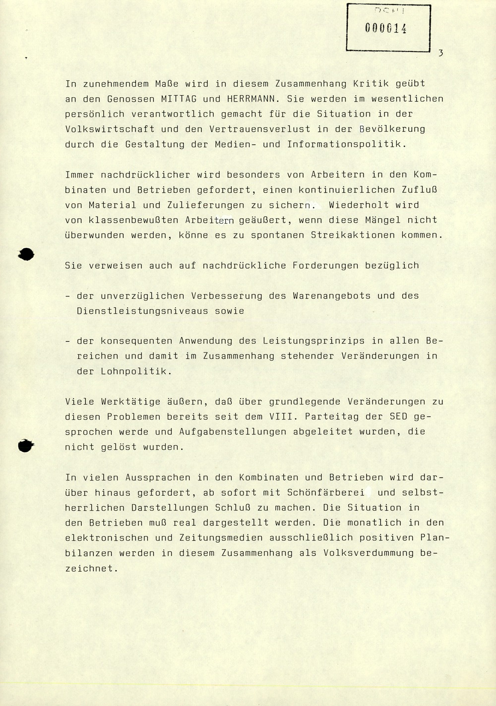 Schreiben Mielkes An Krenz Mit Information Zu Reaktionen Der Bevolkerung Zur Erklarung Des Politburos Mediathek Des Stasi Unterlagen Archivs