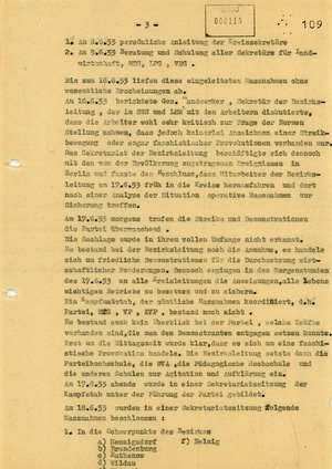 Analyse der Ereignisse des Volksaufstandes vom 17. Juni 1953 im Bezirk Potsdam