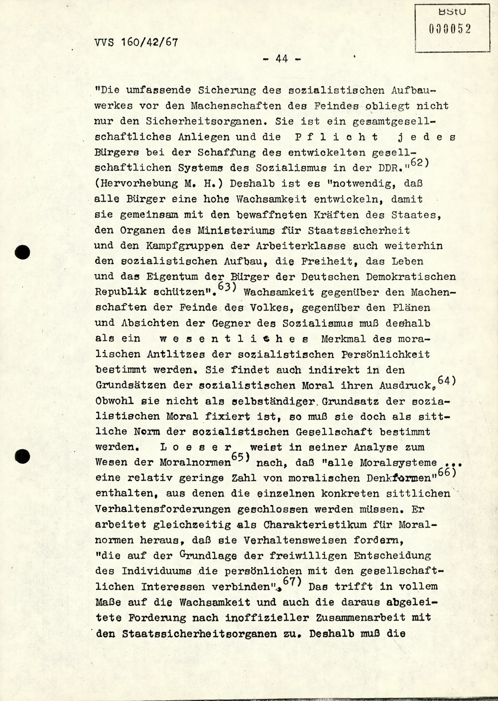 Dissertation "Die Wirksamkeit moralischer Faktoren im Verhalten der Bürger der DDR zur inoffiziellen Zusammenarbeit mit dem MfS"