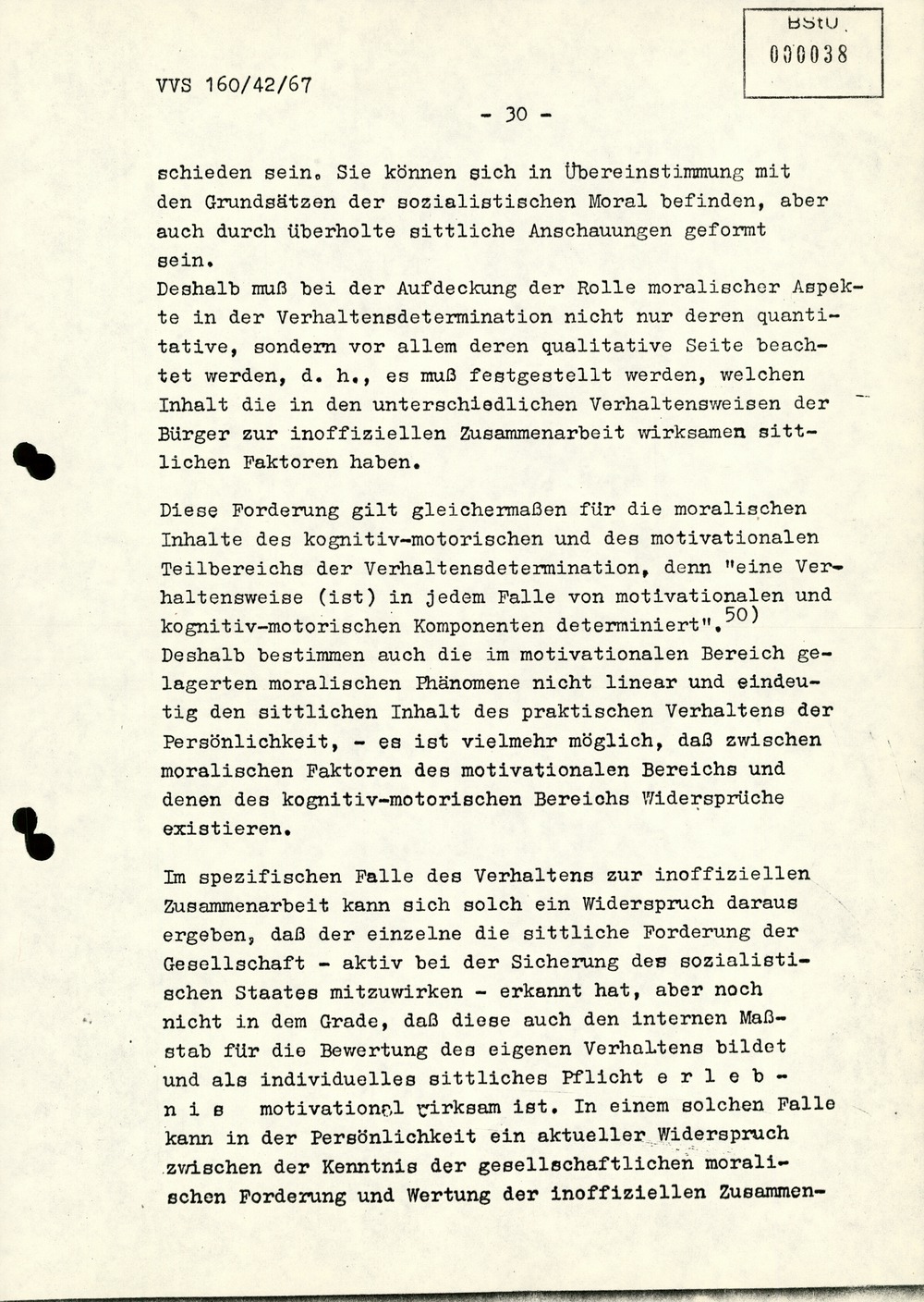 Dissertation "Die Wirksamkeit moralischer Faktoren im Verhalten der Bürger der DDR zur inoffiziellen Zusammenarbeit mit dem MfS"