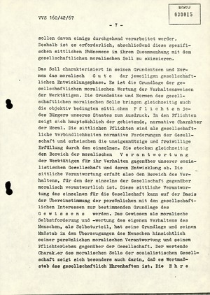 Dissertation "Die Wirksamkeit moralischer Faktoren im Verhalten der Bürger der DDR zur inoffiziellen Zusammenarbeit mit dem MfS"