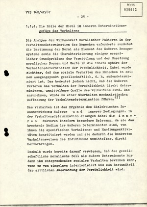 Dissertation "Die Wirksamkeit moralischer Faktoren im Verhalten der Bürger der DDR zur inoffiziellen Zusammenarbeit mit dem MfS"