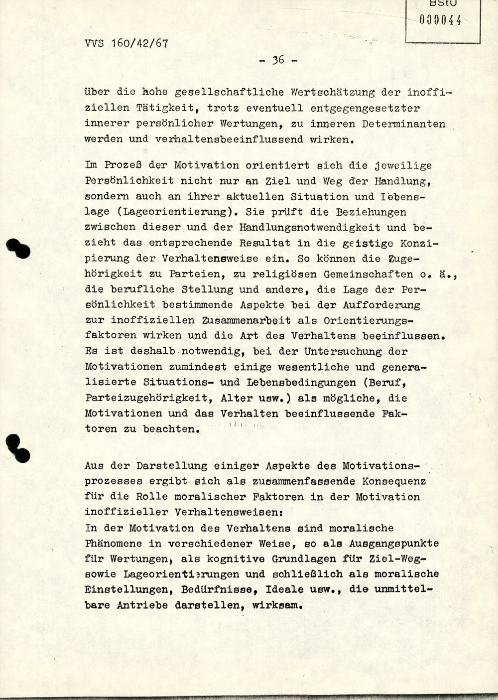Dissertation "Die Wirksamkeit moralischer Faktoren im Verhalten der Bürger der DDR zur inoffiziellen Zusammenarbeit mit dem MfS"