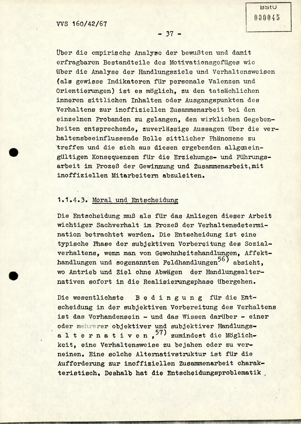 Dissertation "Die Wirksamkeit moralischer Faktoren im Verhalten der Bürger der DDR zur inoffiziellen Zusammenarbeit mit dem MfS"