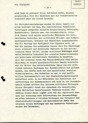 Dissertation "Die Wirksamkeit moralischer Faktoren im Verhalten der Bürger der DDR zur inoffiziellen Zusammenarbeit mit dem MfS"