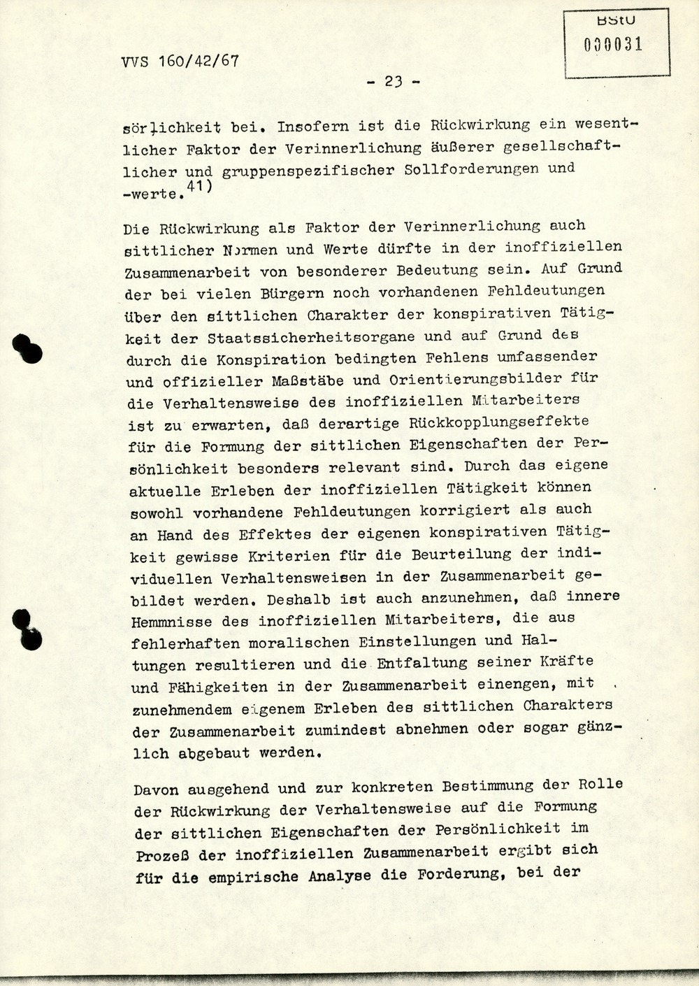 Dissertation "Die Wirksamkeit moralischer Faktoren im Verhalten der Bürger der DDR zur inoffiziellen Zusammenarbeit mit dem MfS"