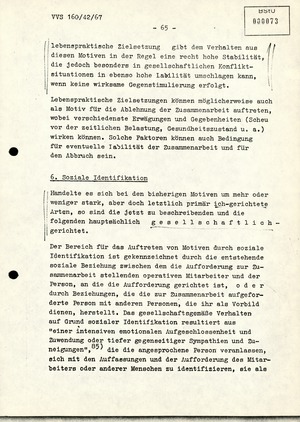 Dissertation "Die Wirksamkeit moralischer Faktoren im Verhalten der Bürger der DDR zur inoffiziellen Zusammenarbeit mit dem MfS"