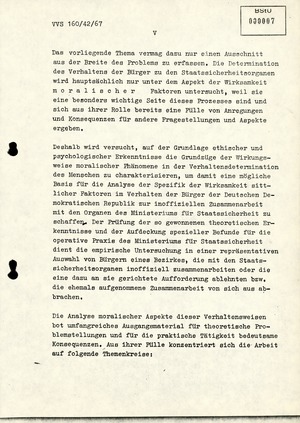 Dissertation "Die Wirksamkeit moralischer Faktoren im Verhalten der Bürger der DDR zur inoffiziellen Zusammenarbeit mit dem MfS"