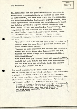 Dissertation "Die Wirksamkeit moralischer Faktoren im Verhalten der Bürger der DDR zur inoffiziellen Zusammenarbeit mit dem MfS"