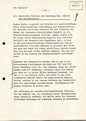 Dissertation "Die Wirksamkeit moralischer Faktoren im Verhalten der Bürger der DDR zur inoffiziellen Zusammenarbeit mit dem MfS"