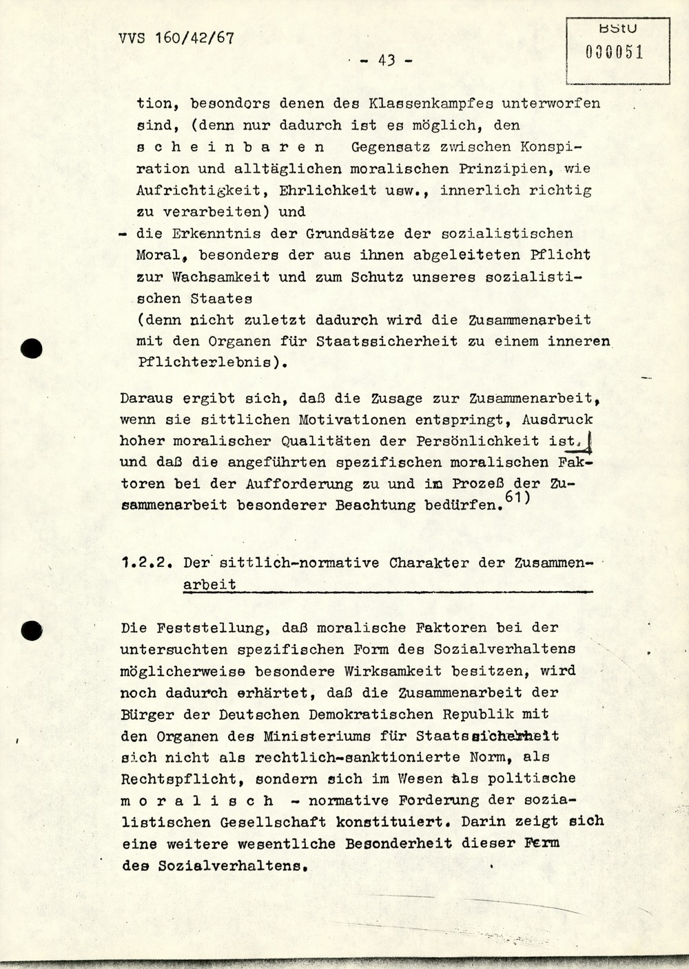 Dissertation "Die Wirksamkeit moralischer Faktoren im Verhalten der Bürger der DDR zur inoffiziellen Zusammenarbeit mit dem MfS"