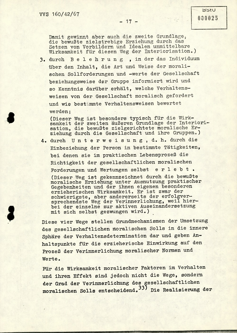 Dissertation "Die Wirksamkeit moralischer Faktoren im Verhalten der Bürger der DDR zur inoffiziellen Zusammenarbeit mit dem MfS"