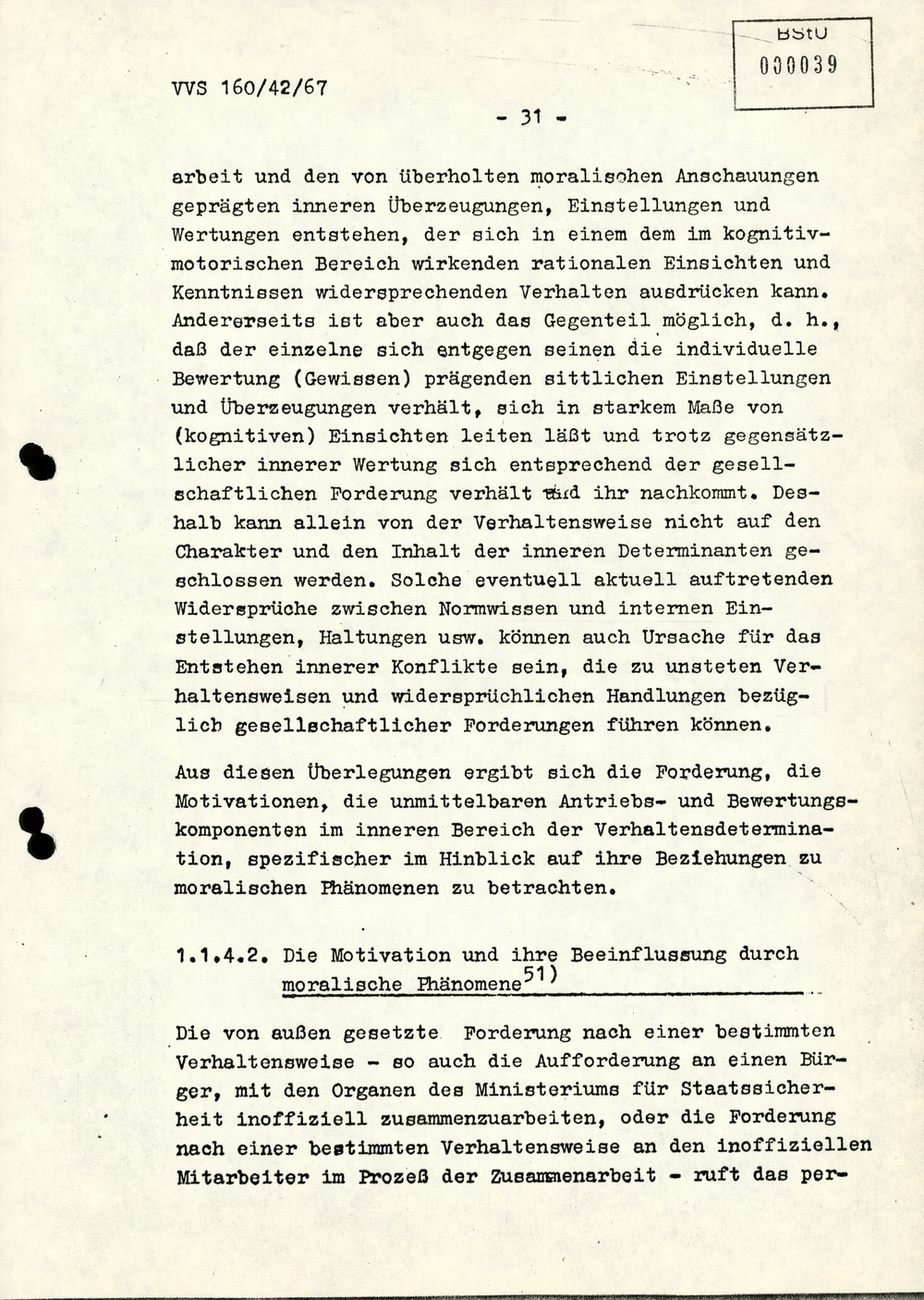 Dissertation "Die Wirksamkeit moralischer Faktoren im Verhalten der Bürger der DDR zur inoffiziellen Zusammenarbeit mit dem MfS"