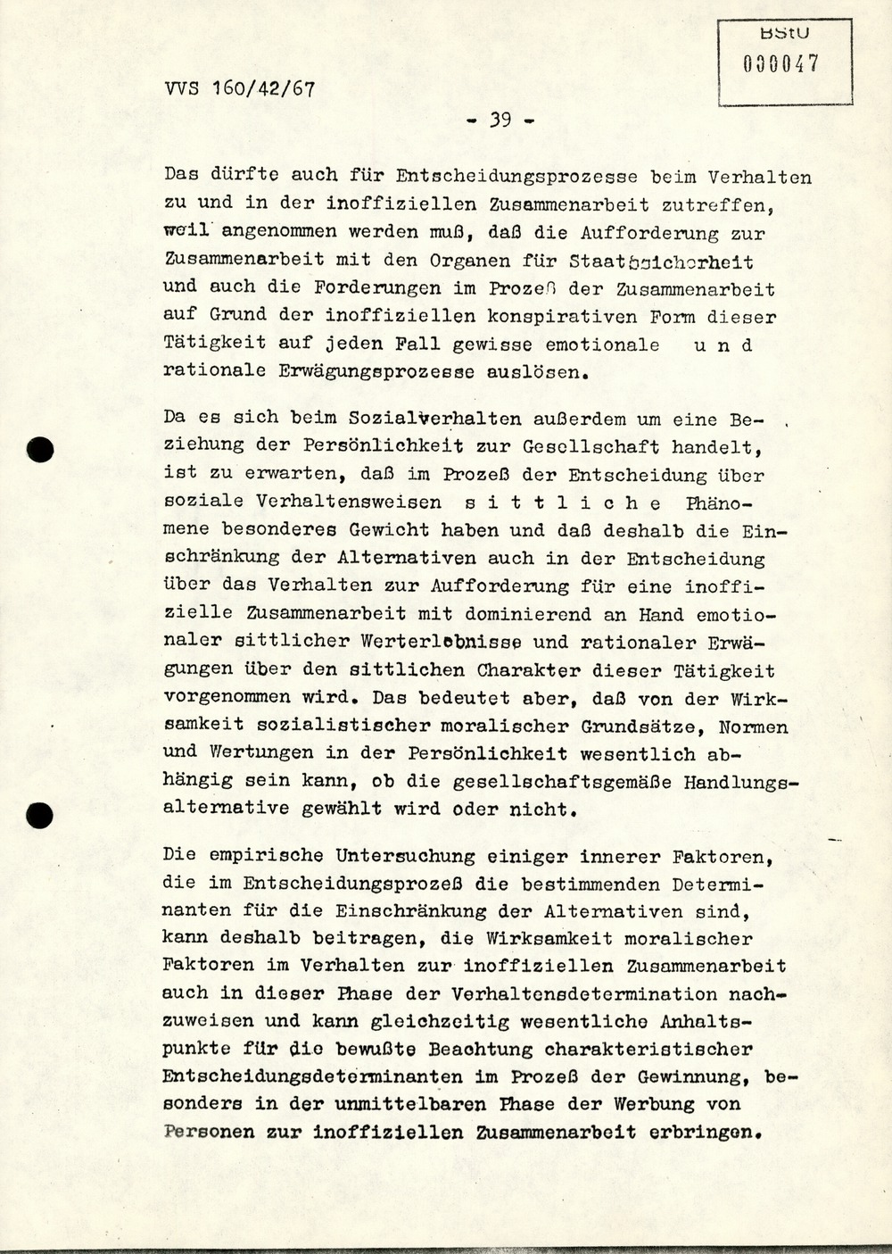 Dissertation "Die Wirksamkeit moralischer Faktoren im Verhalten der Bürger der DDR zur inoffiziellen Zusammenarbeit mit dem MfS"