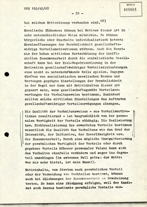 Dissertation "Die Wirksamkeit moralischer Faktoren im Verhalten der Bürger der DDR zur inoffiziellen Zusammenarbeit mit dem MfS"