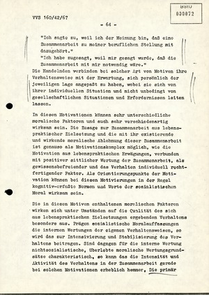 Dissertation "Die Wirksamkeit moralischer Faktoren im Verhalten der Bürger der DDR zur inoffiziellen Zusammenarbeit mit dem MfS"