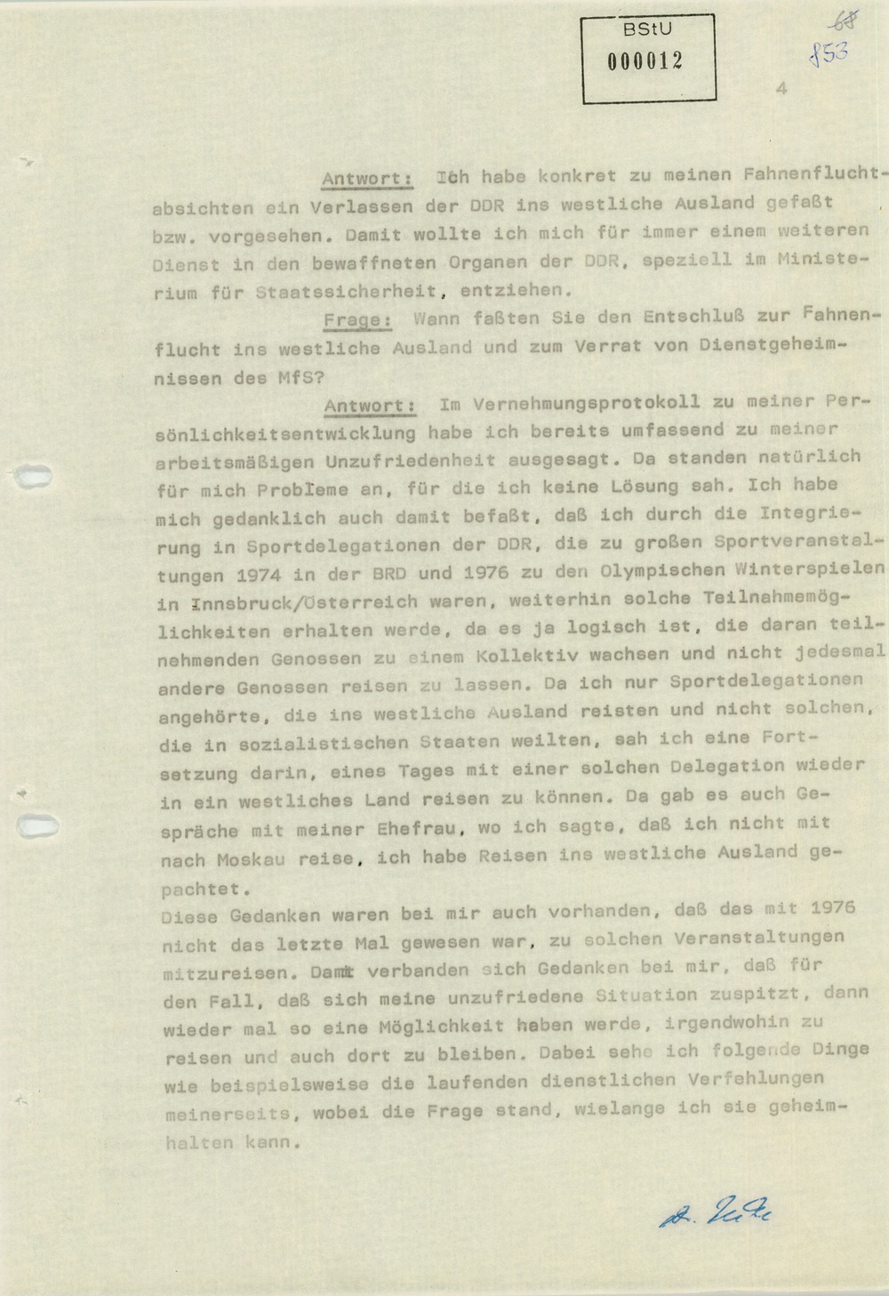 Vernehmungsprotokolle Werner Teskes vom 16. und 19. Januar 1981