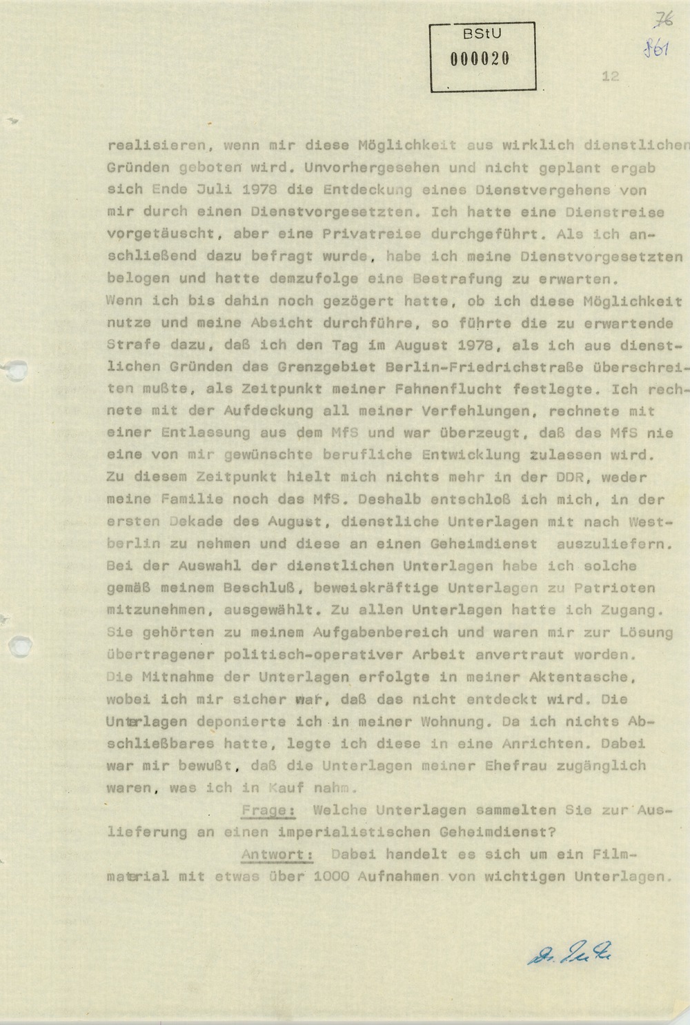 Vernehmungsprotokolle Werner Teskes vom 16. und 19. Januar 1981